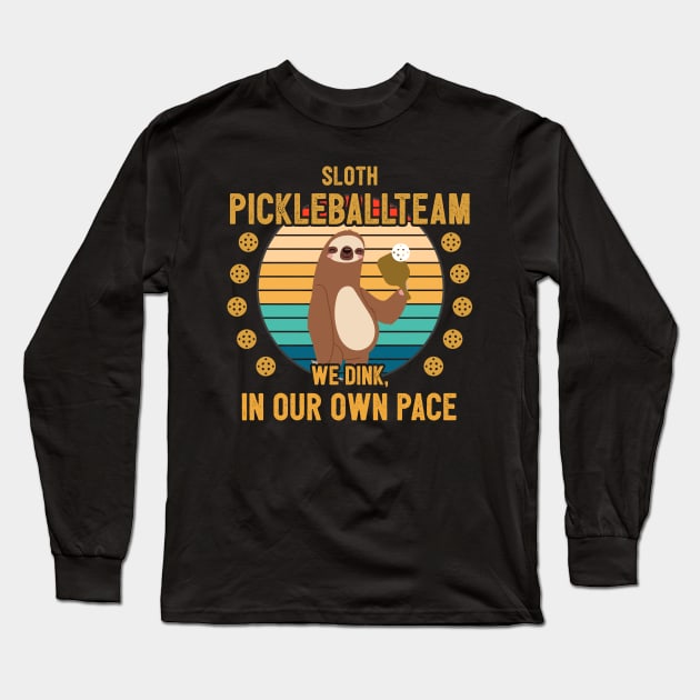 Funny Pickleball Player Gift Sloth Long Sleeve T-Shirt by Pummli